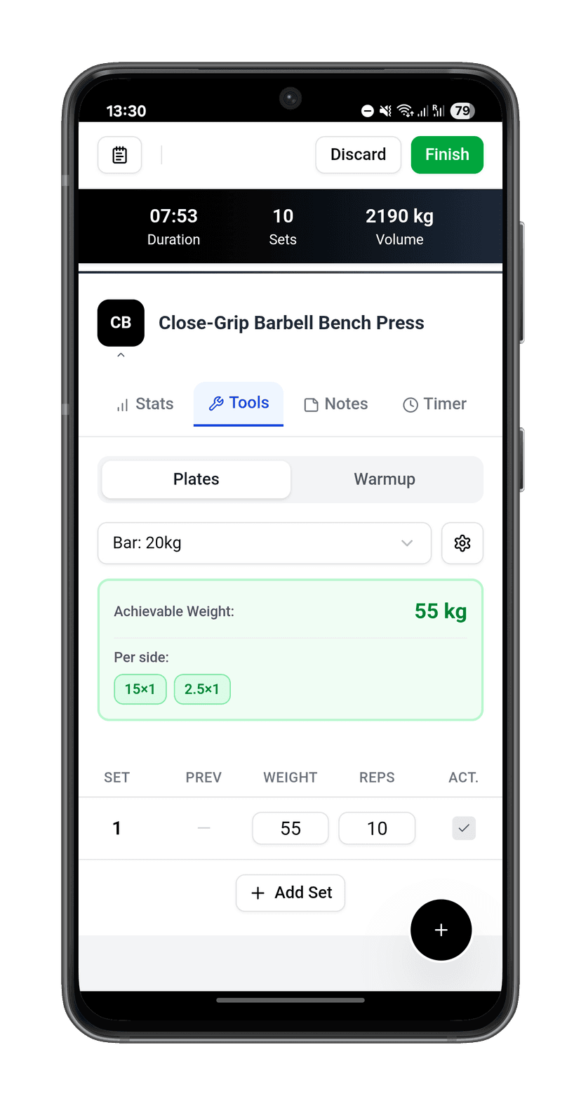 Screenshot of plate calculator